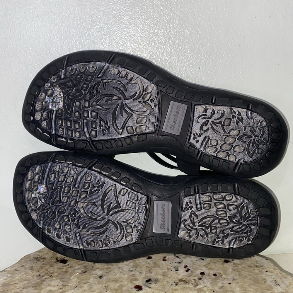 Skechers Reggae Slim Sunnyside Stretch Fit Woven Strap Black Sandals Women Sz 6 - Picture 15 of 16
